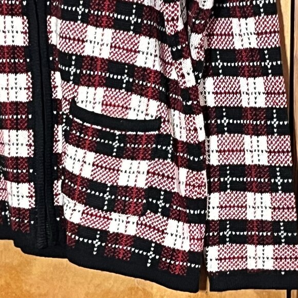 Appleseeds Cardigan Sweater LP Wool Blend Plaid Holiday Christmas Full Zip - Picture 5 of 7